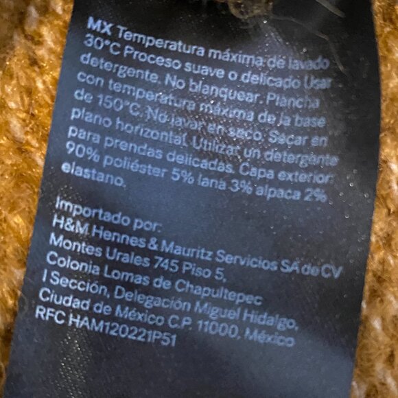 H&M Cropped Soft Alpaca Wool Blend Crew Neck Sweater Sz S Golden Brown #183Q - Picture 8 of 8